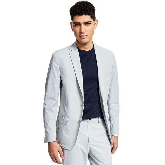Calvin Klein Mens Slim-Fit Stretch Solid Sport Coat 44 Short Light Grey NWT $295